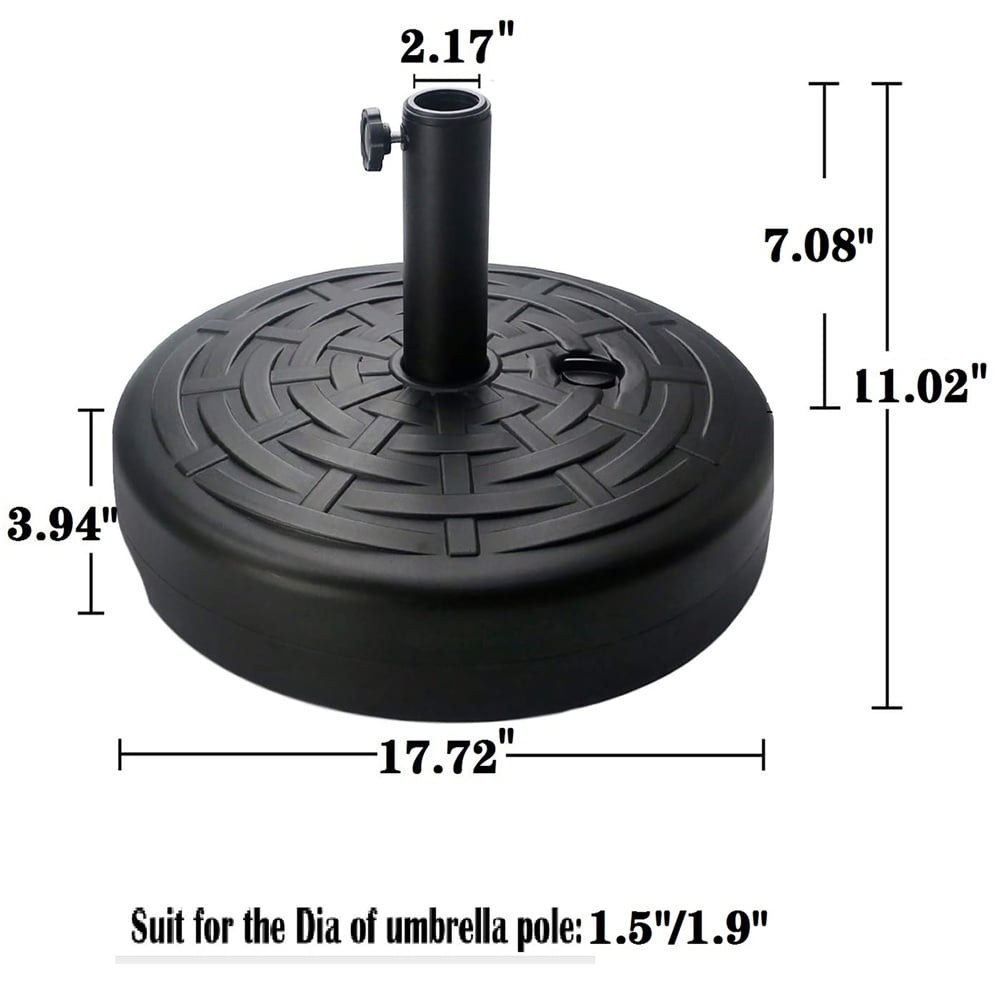 18" Round Umbrella Base Stand Market for Outdoor Patio Lawn Garden, Powder Coated, Heavy Duty, Black