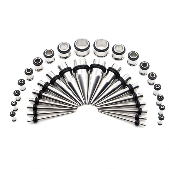 DESIGNICE 36Pcs Stainless Steel Pointed Cone Stretching Ear Tunnel Plugs Tapers Jewelry