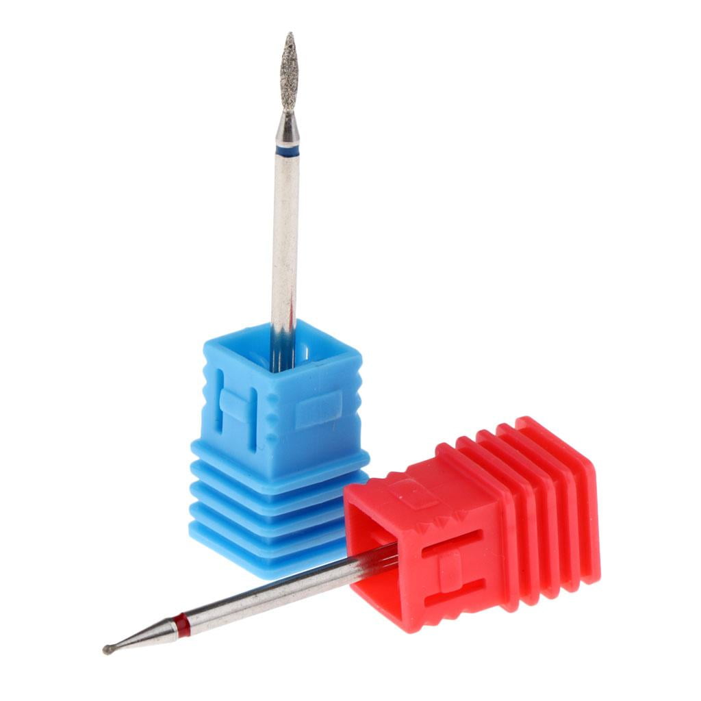 2Pcs 2 Styles Ball Head Nail Drill Bit Polishing Barrel Head Nail Files