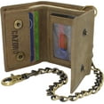 thumbnail image 4 of CAZORO Men's RFID Blocking Trifold Vintage Leather Biker Chain Wallet With Snap Closure Dark Beige, 4 of 6