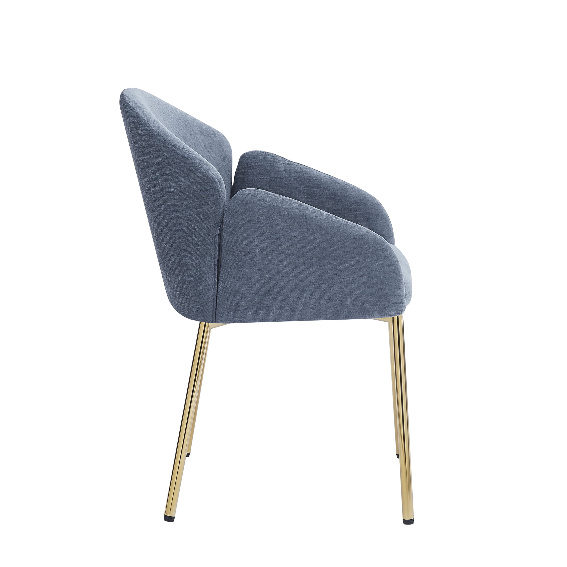 Set of 2 Blue Polyester Round Back Dining Chairs