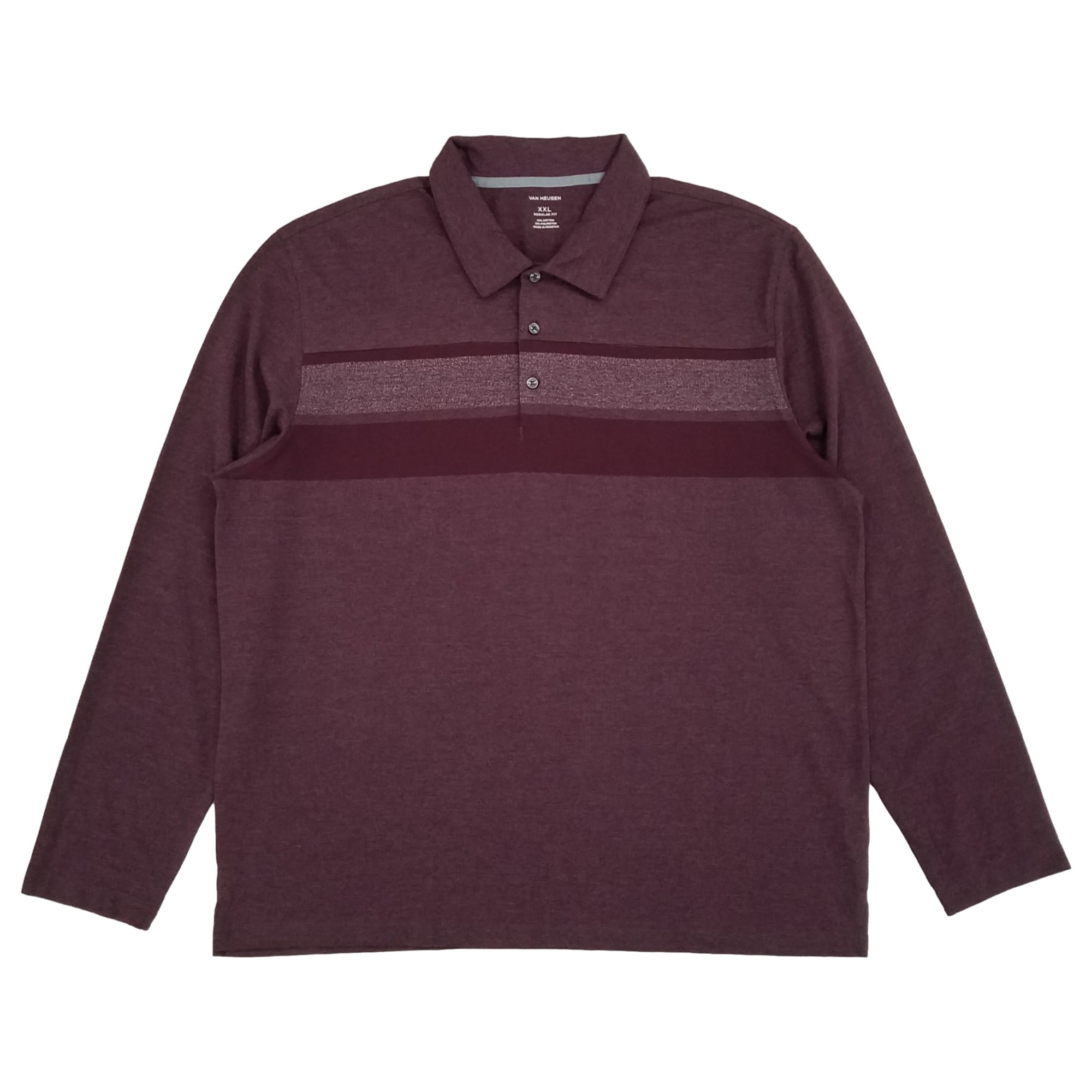 Van Heusen Mens Big & Tall Navy Blue Regular Fit Long Sleeve Polo 