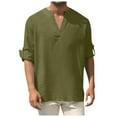 thumbnail image 5 of ZZHZGZ 4Th of July Oversized Men Men's Fashion Solid Color V Neck Long Sleeved Shirt Loose Casual and Linen Men's Shirt Late July Shirts for Men Graphic Tees Xxl, 5 of 8
