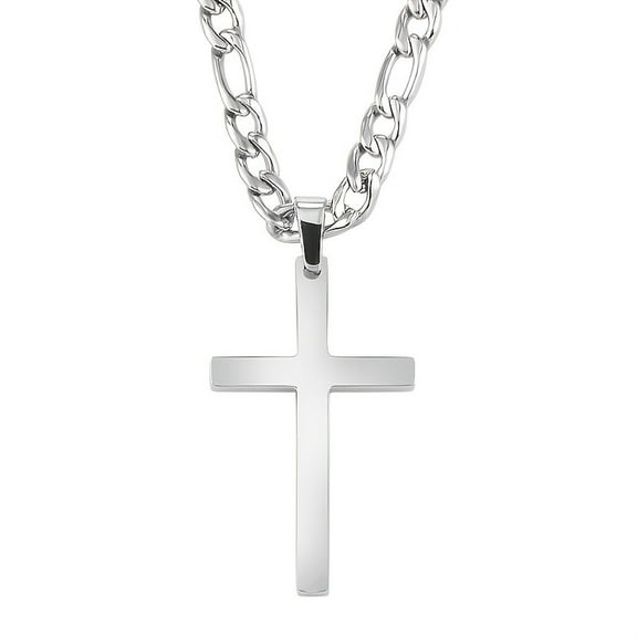 Stainless Steel Cuban Chain Cross Pendant Necklace Suitable for Men Simple Fashion Necklaces