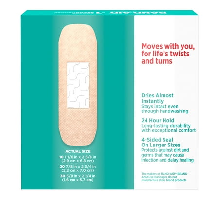 Band-Aid Brand Skin-Flex Adhesive Bandages, Assorted Sizes, 60 Ct