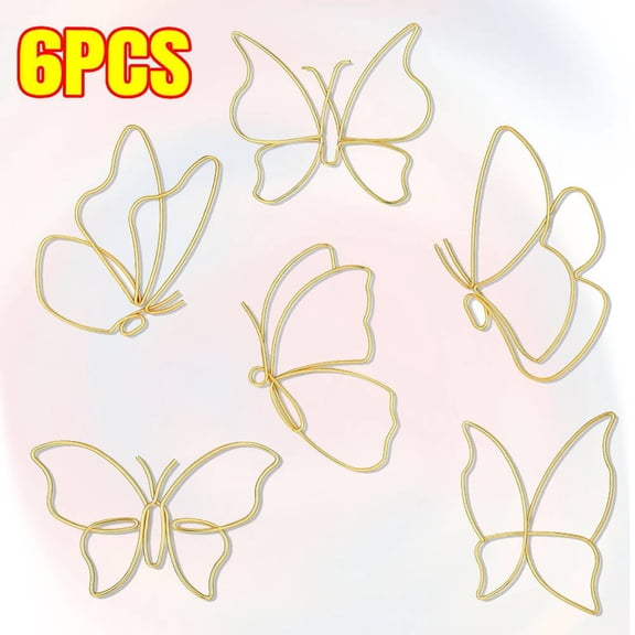 6 PCS Linear Metal Butterfly Wall Art, Gold wall art for Living Room, Bedroom, Kitchen, Modern Wall Decor for Indoor Outdoor Wedding Birthday Party