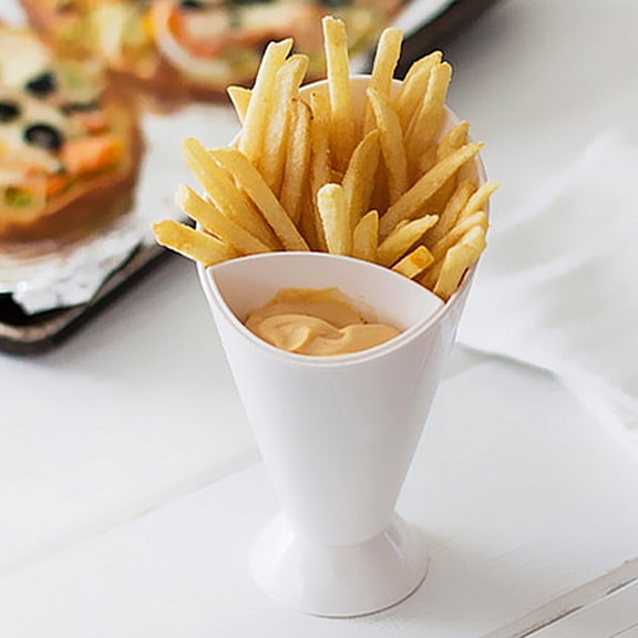 Yesbay French Fries Shelf Holder Assorted Sauce Chips Snack Cone Dip Cup Tableware White