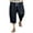 Black, variant on Mens Cotton Linen Harem Capri Pants Drawstring 3/4 Shorts Casual Beach Yoga Hippie Thai Pants Navy