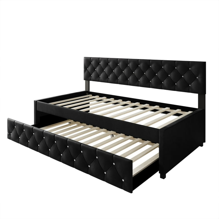 Home Design Darcey Twin Daybed with Trundle, Dark Gray Velvet photo 7