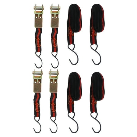 

4PC 15 Inches Ratchet Tie Down Strap Cargo Binding Belt Heavy Duty Tiedowns