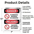 thumbnail image 2 of (2 Pack) Flammable Material No Smoking Bilingual OSHA Danger Sign 7 Inch X 10 Inch Plastic Sign, Weather Resistant, UV Protected for Workplace, Business, and Construction Site, Made in, 2 of 8
