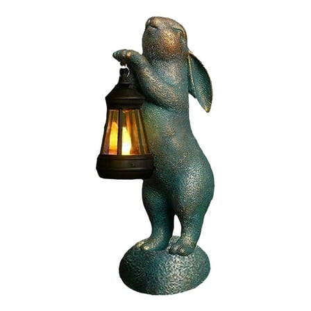 Large Solar Powered Rabbit Sculpture for Outdoor Garden with LED and Carrot Holder