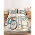 thumbnail image 2 of Twin Sze Fitted Sheet Set - Beach Bicycle 2 Piece Bedding Sets 16" Deep Pocket Fitted Sheet with 1 Pillowcase, Summer Coastal Floral Basket Vingage Brushed Microfiber Hotel Luxury Bed Sheets, 2 of 9