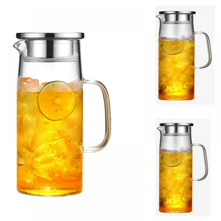 

TINKER Glass Carafes Pitcher with Lid Mix Drinks Water Jug Hot/Cold Lemonade Juice Beverage Jar Large Capacity Ice Tea Kettle