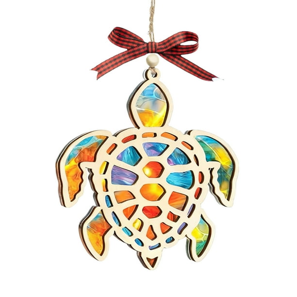 Regalos para las Mujeres Llavero de Acrílico con Tarjeta de Historia Tortuga Light Catching Ornament Adecuado para las Mujeres Decoración Del Árbol de Navidad Regalos de Navidad para las Mujeres