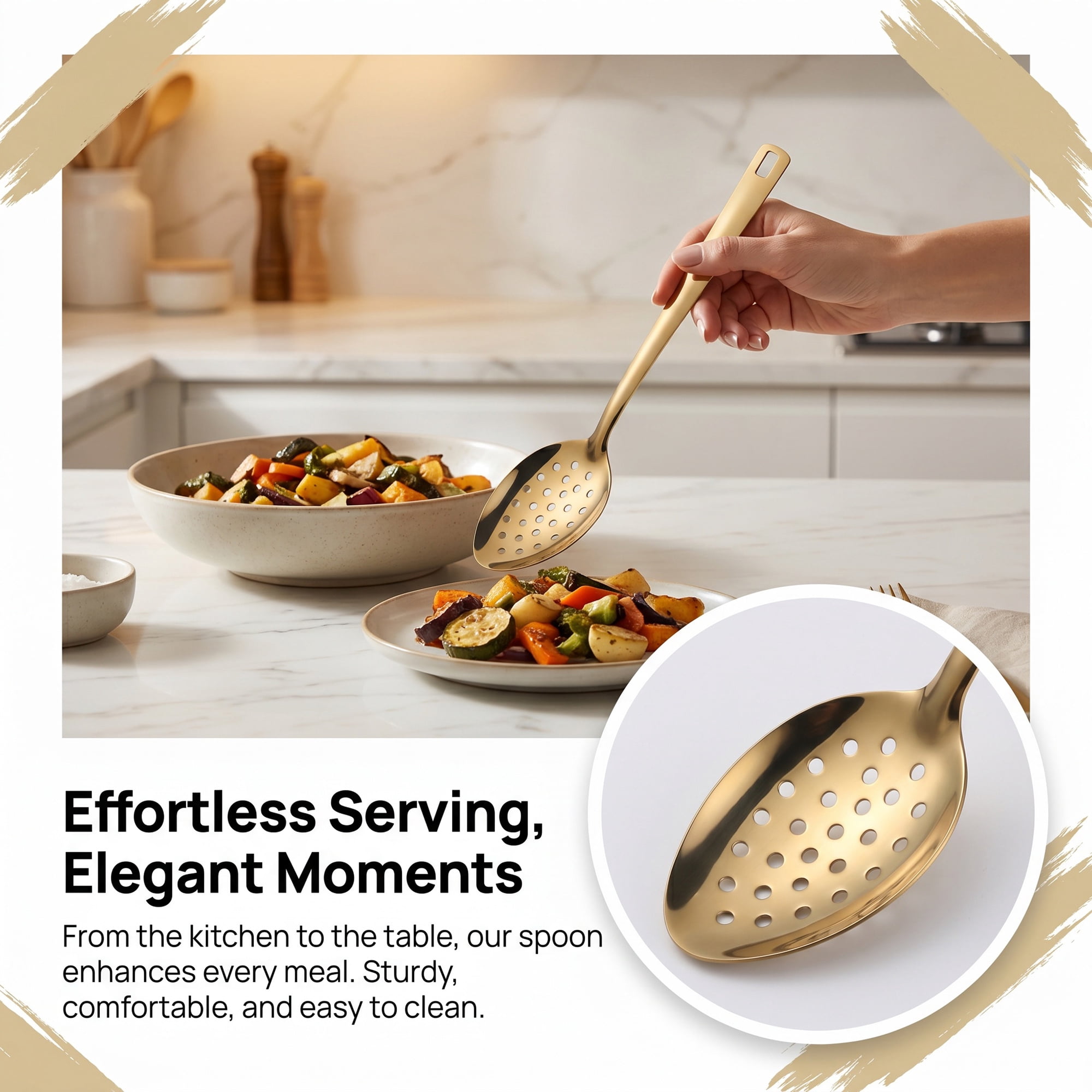 Unique Bargains Non Stick Heat Resistance Stainless Steel Slotted Spoon A 10.6" x 2.4"