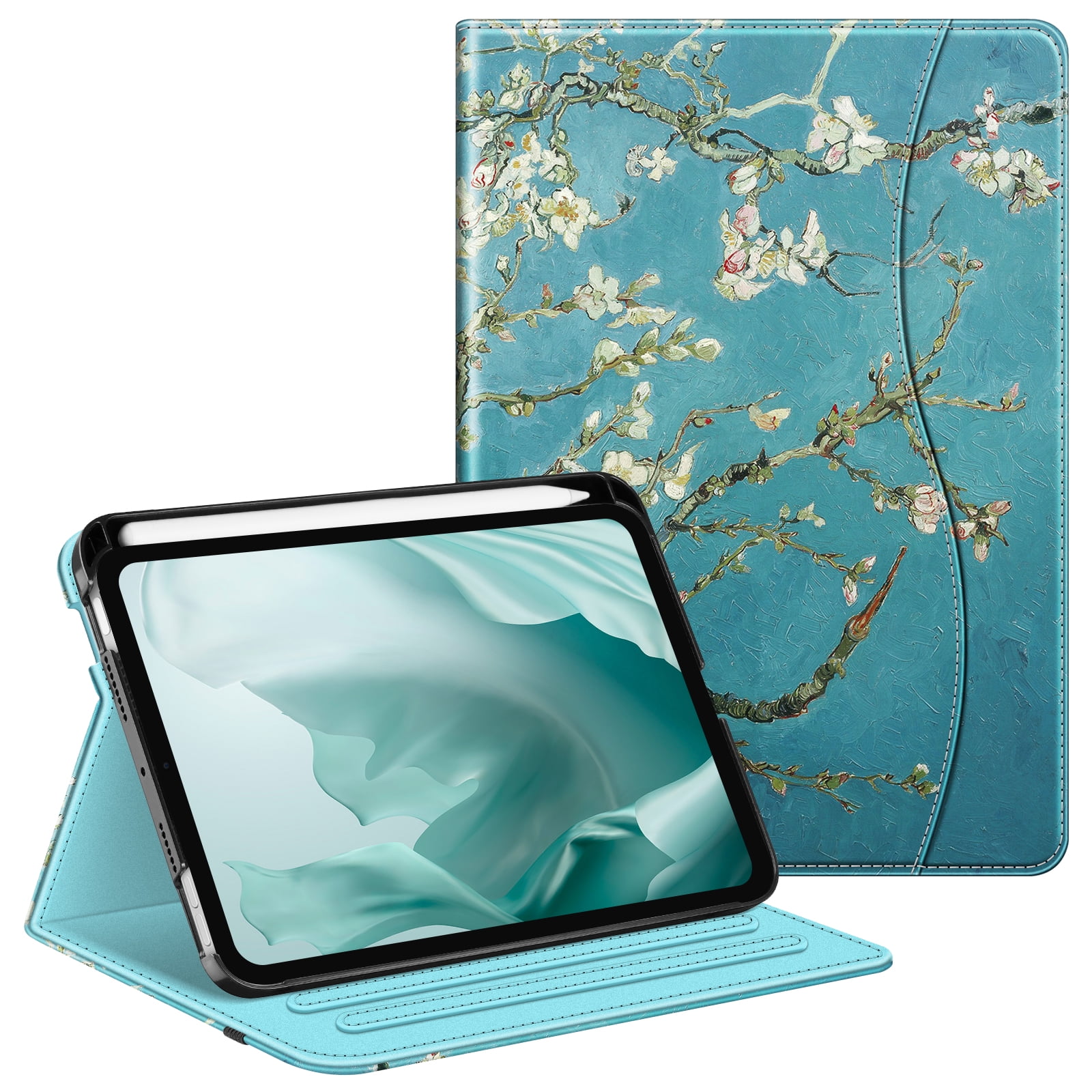 Multi-Angle Smart Stand Cover w/Pencil Holder & Pocket Auto Sleep/Wake for iPad Mini 6th Generation 8.3 Inch Fintie Folio Case for iPad Mini 6 2021 Blooming Hibiscus 