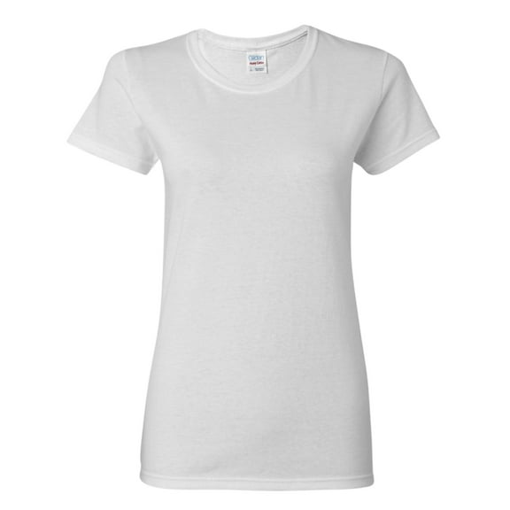 Gildan Women's Heavy Short Sleeve T-Shirt 100% Cotton Durable Plain Soft Tee (White, M)