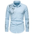 thumbnail image 1 of Camisa informal con estampado floral de manga larga con cierre de botones a la moda para hombre Pompotops  oipoqjl50461, 1 of 9