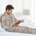 thumbnail image 6 of Naloa Safari Animals Men’s Pajamas Set - Long Sleeve Button Down Sleep Shirt and Pajama Bottoms Sleepwear Set-Medium, 6 of 7