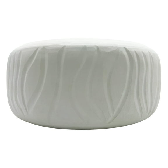 Bergamo Art 10" Decorative Handmade Glass Wavy Textured Round White Vase