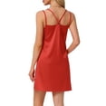 thumbnail image 3 of INSPIRAR CHIC Camisones de Satén para Mujeres Vestido de Noche Chemise Slip Vestido de Noche Sedoso 2XL Rojo, 3 of 6