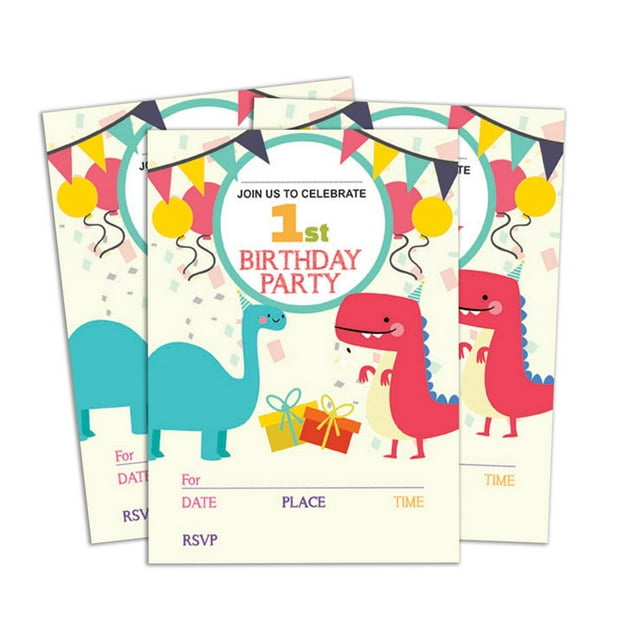 Darling Souvenir Multicolor Birthday Invitation Card Printable Fill or Write In Blank Invites Party Supplies Pack Of 28 5 x 7 Inches