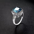 thumbnail image 4 of Light Blue Square Cut Engagement Band Women's 925 Silver Wedding Ring Size 6-10, 4 of 4