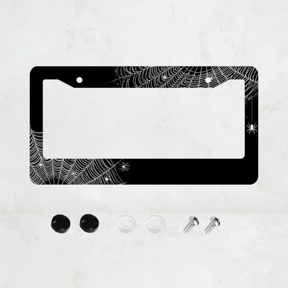 Spider Web License Plate Prame Aluminum Auto Parts License Plate Decorative Screws Fit Standard 2 Holes 1 U.S. License Plate, 12.2x 6.3 Inch