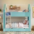 thumbnail image 2 of Full-Over-Full Two-Tone Accent Bunk Bed Frame with Cabinet, Drawers & Shelves, Modern Storage Kids Bed with LED Light Strip, 2 of 10
