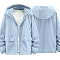 thumbnail image 4 of nerohusy Light Mens Jacket Summer Full Zip Thin Windbreaker Breathable Hooded Jacket for Outdoor Travel Hiking Blue,M, 4 of 8