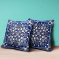 thumbnail image 3 of Paisley Leaf Geo Throw Pillow with Removable Cover in Midnight Blue Light Green 16x16, 3 of 5