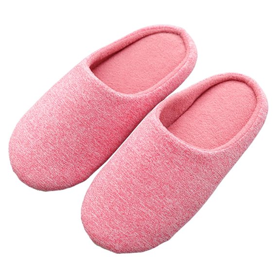 Women's Memory Foam Slippers Comfort Knitted Cotton-blend Closed Toe House Shoes Indoor & Outdoor