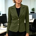 thumbnail image 6 of Qiggri Women's Cropped Blazer 2 Button Notched Lapel Jacket Casual Long Sleeve Slim Fully Lined Office Business Work Suit Coat M, 6 of 9