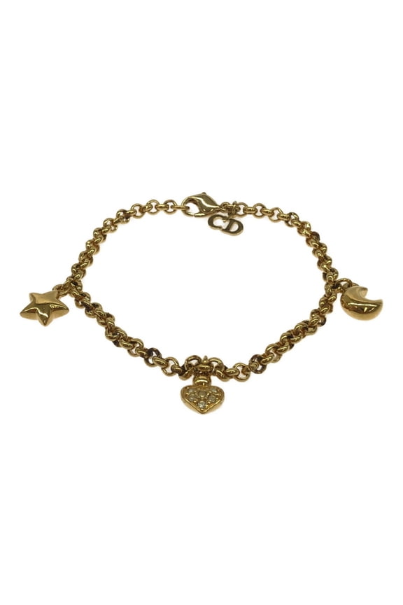 Pre-Owned Christian Dior Bracelet Gold Heart Star Chain Ladies Mikunigaoka Store (Fair)