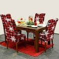 thumbnail image 6 of 6 Pcs Christmas Chair Covers Stretch Printed Chair Protectors Covers Dining Chair Slipcovers Spandex Chair Slipcovers with Snowflake Removable Washable Xmas Seat Protector for Christmas, 6 of 6