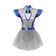 thumbnail image 3 of iiniim Women's Space Themed Alien Cosplay Dress Metallic Shiny Leotard Tutu Skirt for Halloween Carnivals Silver XL, 3 of 7