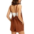 thumbnail image 3 of Pounoo Womens Rompers Sleeveless Back Tie Relaxed Fit Jumpsuits Vacation Daily Lightweight Bottoms, 3 of 9