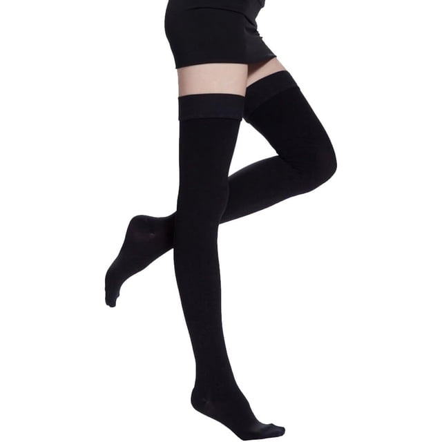 Bas de Compression Cuisse Haute, Soutien Ferme 20-30 mmHg Bas de Compression Dégradé avec Bande en Silicone. Traitement pour la Course