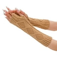 thumbnail image 3 of Baberdicy Women's Fingerless Arm Warmers, Knit Diamond Pattern Gloves,Yellow Fits All – Gift Ready, 3 of 6