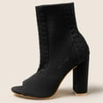thumbnail image 5 of Mepaouo Peep Toe Boots for Women Chunky Block Heel Ankle Sock Booties Knit Slip on Dress Heeled Sandals, 5 of 7