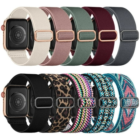 Comvin Nylon Bands Compatible for Apple Watch Bands 40mm 38mm 41mm 42mm 44mm 45mm 49mm for Women Men, for iWatch Ultra SE Series 10 9 8 7 6 5 4 3, 10 Pack
