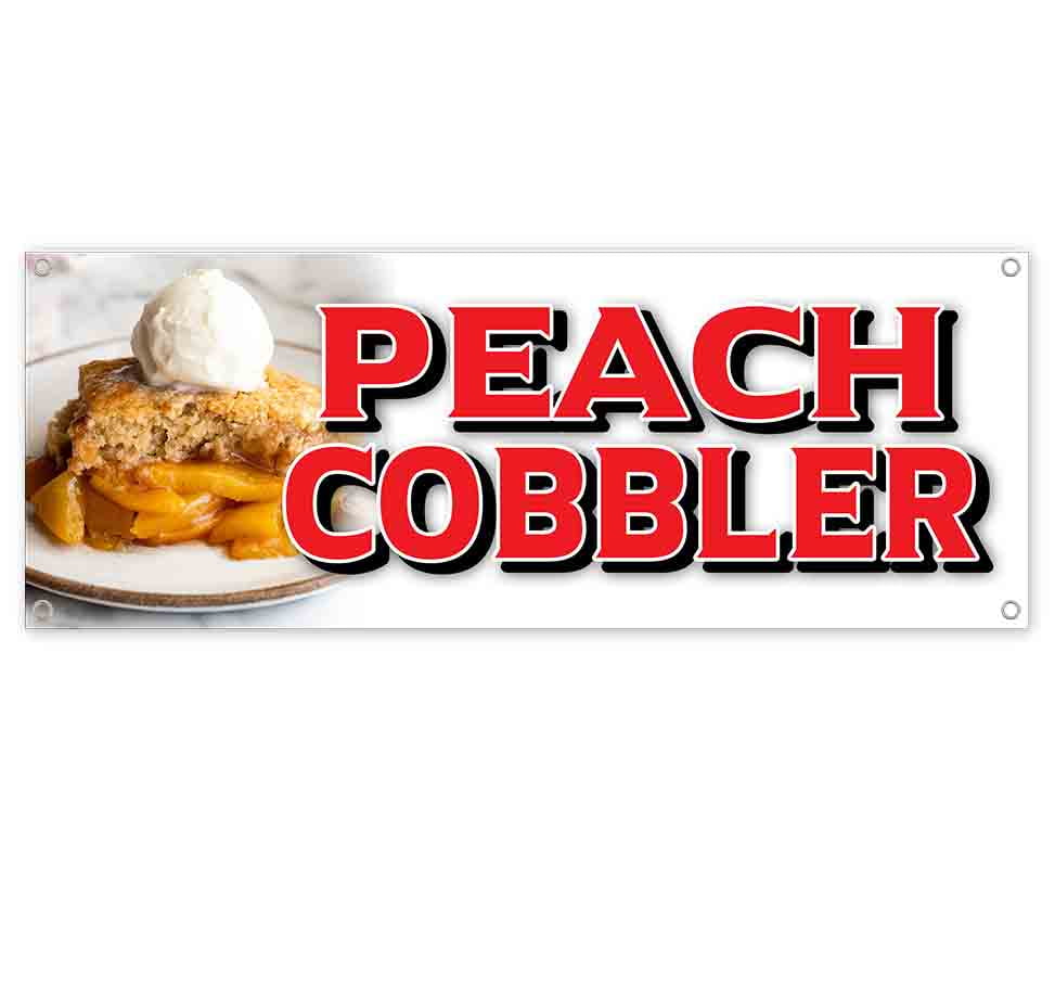 Peach Cobbler 13 oz Banner Non-Fabric Heavy-Duty Vinyl Single-Sided with Metal Grommets