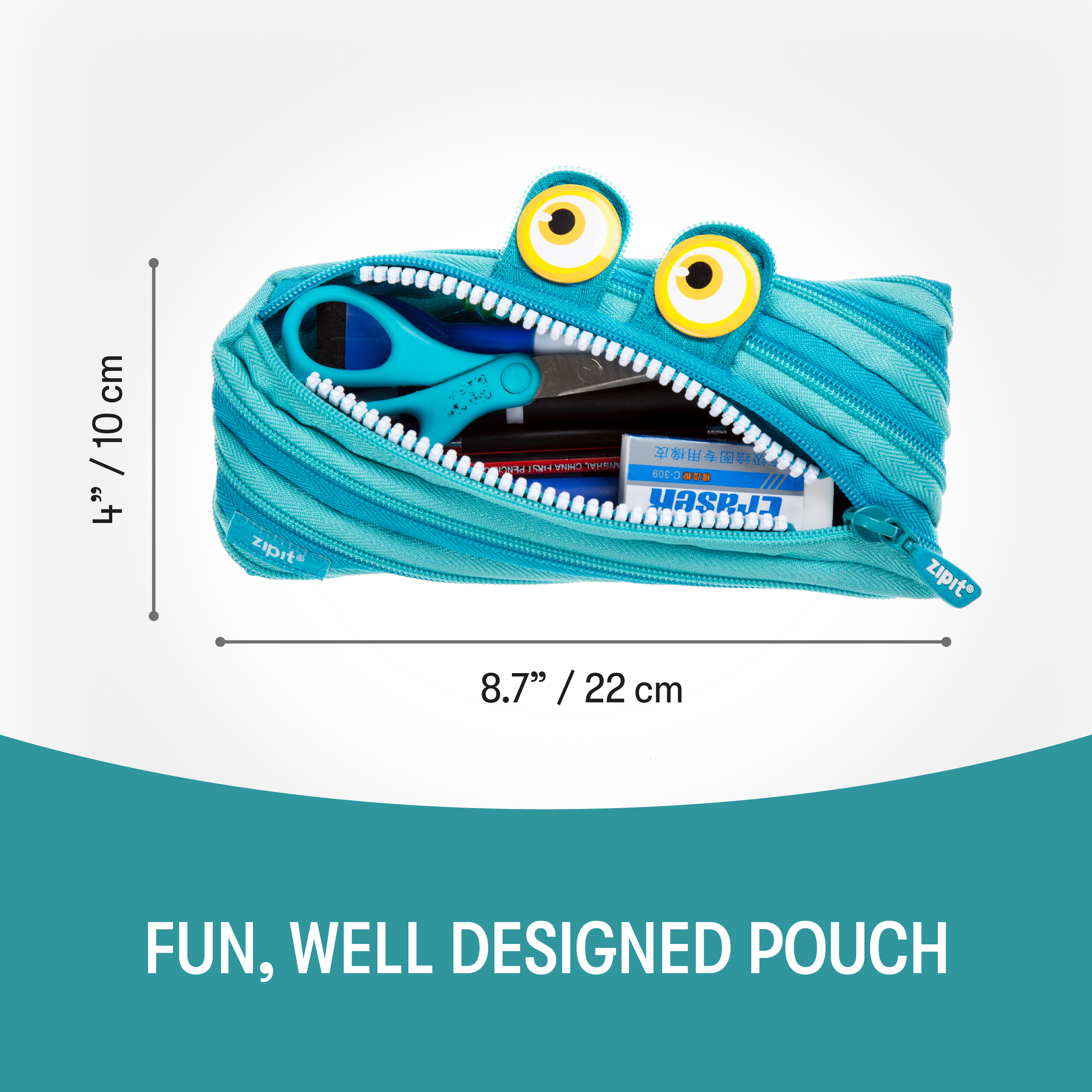 ZIPIT Wildlings Pencil Case for Kids, Holds up to 30 Pens (Blue) - image 3 of 9