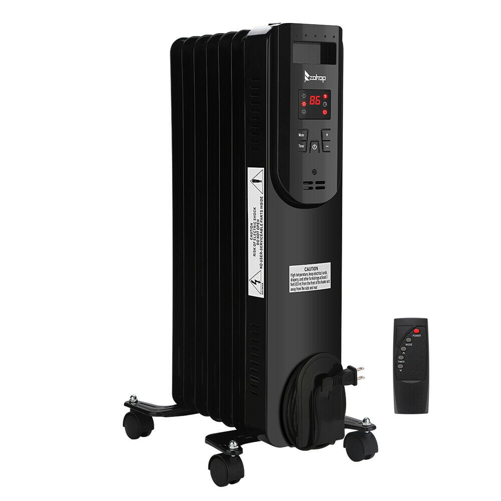 1500W Portable Electric Oil Filled Radiator Heater 7-Fin Thermostat IndoorOffice