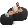 thumbnail image 1 of Ultimate Sack 5000 5-Foot Bean Bag Chair with Footstool Set, Grey Suede Cover, 1 of 6