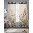 thumbnail image 2 of Easter Bunny Sheer Curtains 96 Inch Length 2 Panels for Living Room, Spring Flowers Leaves Cute Rabbits Pastoral Plants Voile Kitchen Curtain Set, Luxury Privacy Drapes Window Treatment for Bedroom, 2 of 7