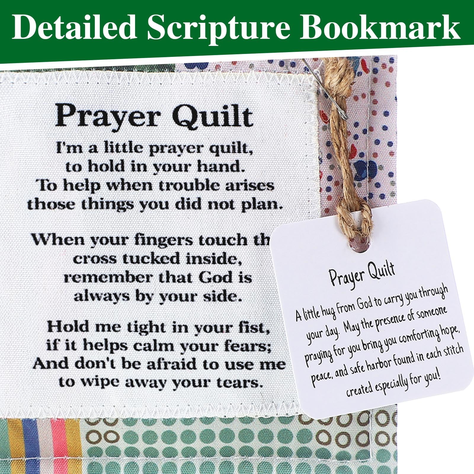6 Pcs Mini Prayer Quilt with Cross Inside, Vintage Pocket Scripture Prayer Quilt Squares Sympathy/Encouragement Christian Gifts for Women Clergy Pastor Appreciation