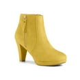 thumbnail image 1 of Unique Bargains Women's Side Zip Low Platform Chunky Heel Ankle Booties Yellow (Size 9), 1 of 8