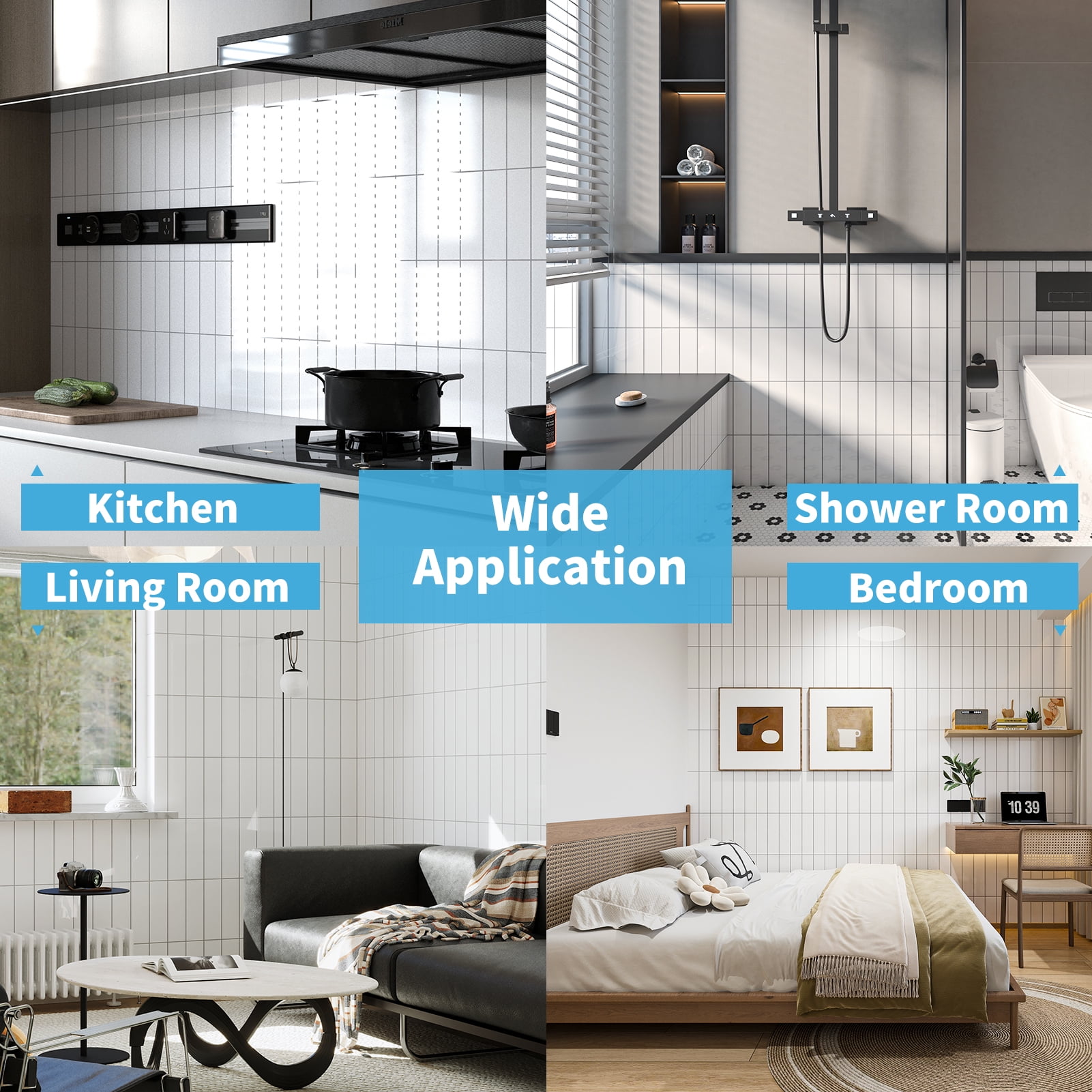 Art3dwallpanel 11.4''x9.1'' Faux Marble Peel & Stick Backsplash for Kitchen,Wall,White,7.2sq.ft.(Set of 10)